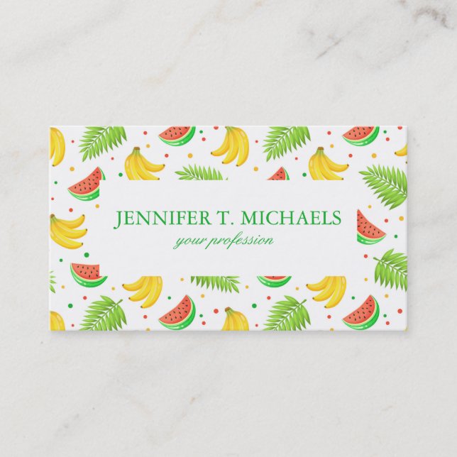 Tropical Fruit Polka Dot Pattern Business Card (Front)