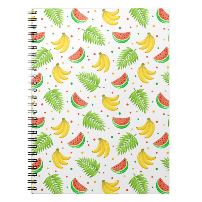 Tropical Fruit Polka Dot Pattern Notebook (Front)