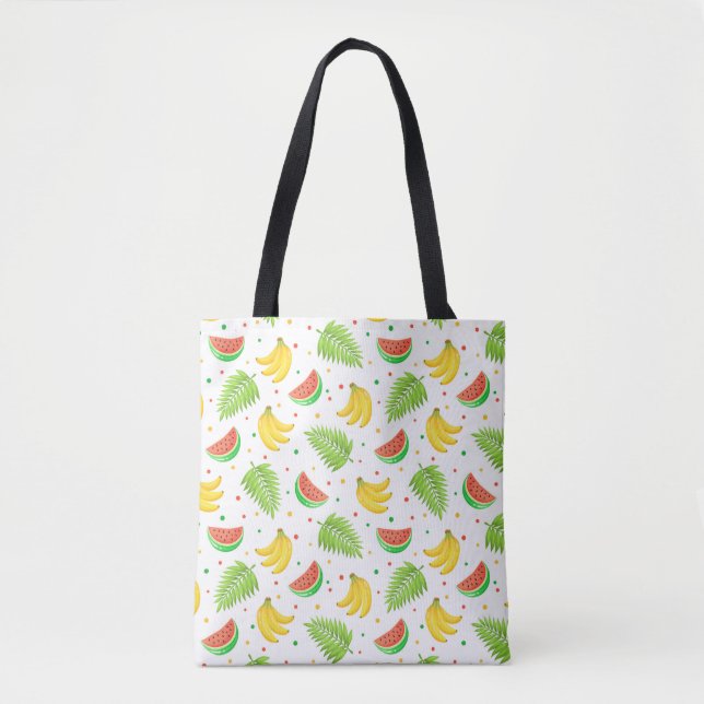 Tropical Fruit Polka Dot Pattern Tote Bag (Front)