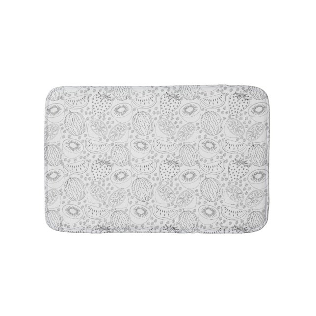 Tropical fruit seamless pattern black and white bath mat (Front)