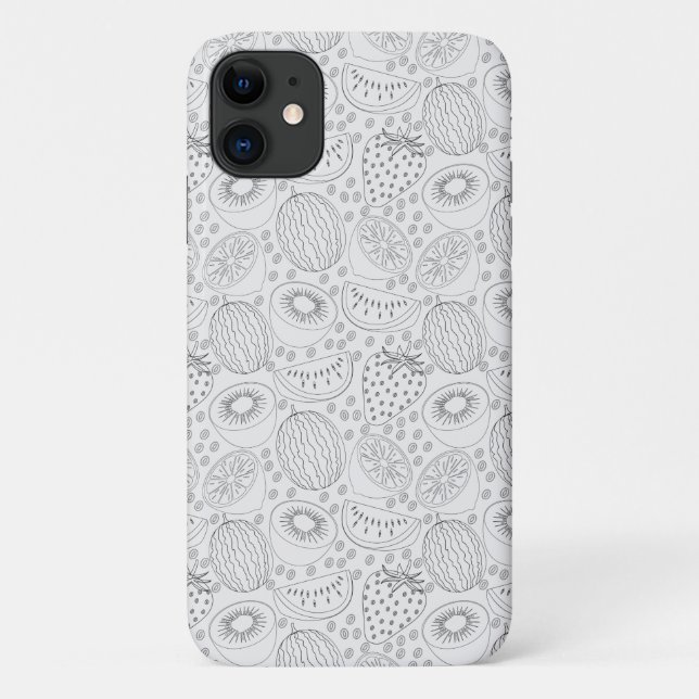 Tropical fruit seamless pattern black and white Case-Mate iPhone case (Back)