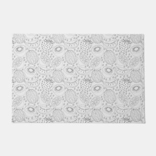 Tropical fruit seamless pattern black and white doormat