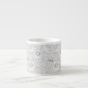 Tropical fruit seamless pattern black and white espresso cup