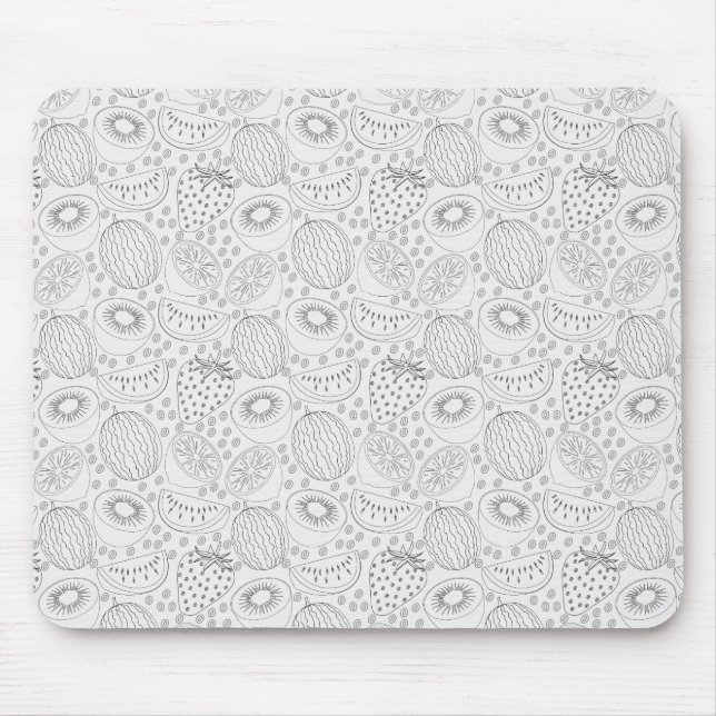 Tropical fruit seamless pattern black and white mouse mat (Front)