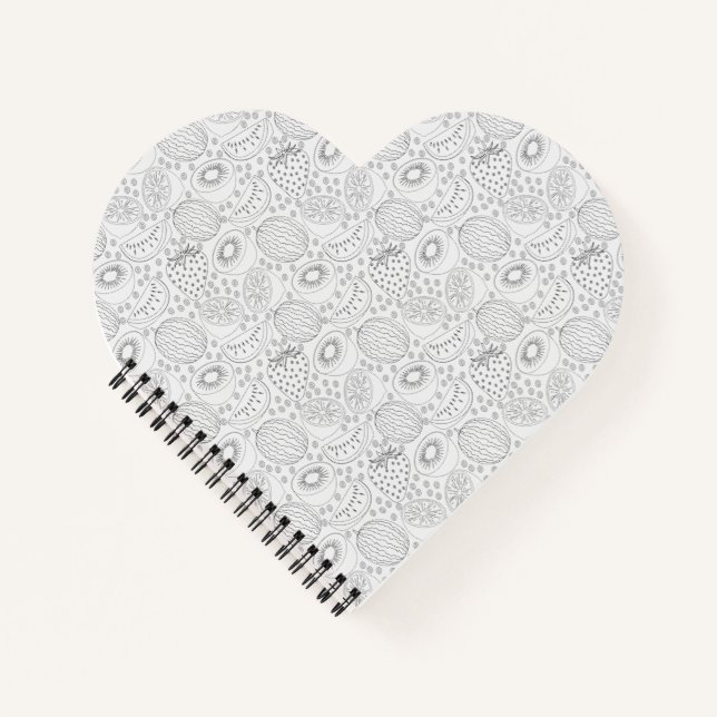 Tropical fruit seamless pattern black and white notebook (Front)
