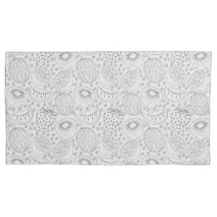 Tropical fruit seamless pattern black and white pillowcase