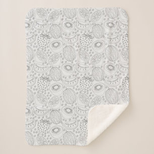 Tropical fruit seamless pattern black and white sherpa blanket