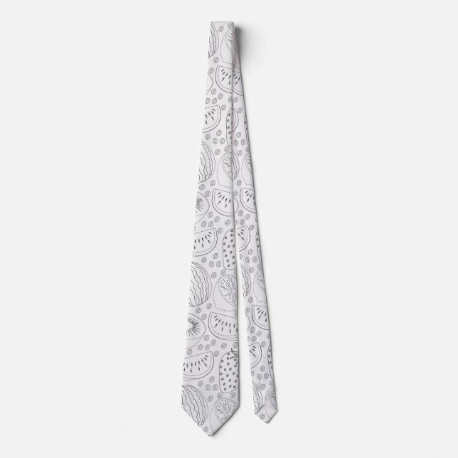 Tropical fruit seamless pattern black and white tie (Front)