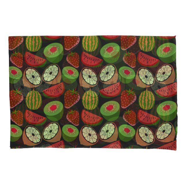 Tropical fruit seamless pattern colorful pillowcase (Front-Left)