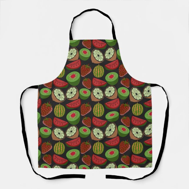 Tropical fruit seamless pattern colourful apron (Front)