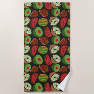 Tropical fruit seamless pattern colourful beach towel