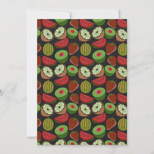 Tropical fruit seamless pattern colourful card (Front)