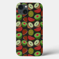 Tropical fruit seamless pattern colourful