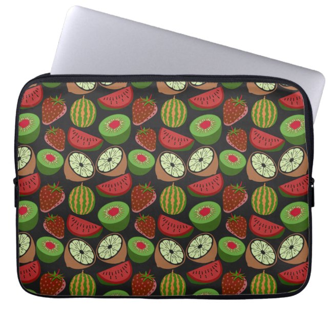 Tropical fruit seamless pattern colourful laptop sleeve (Front)