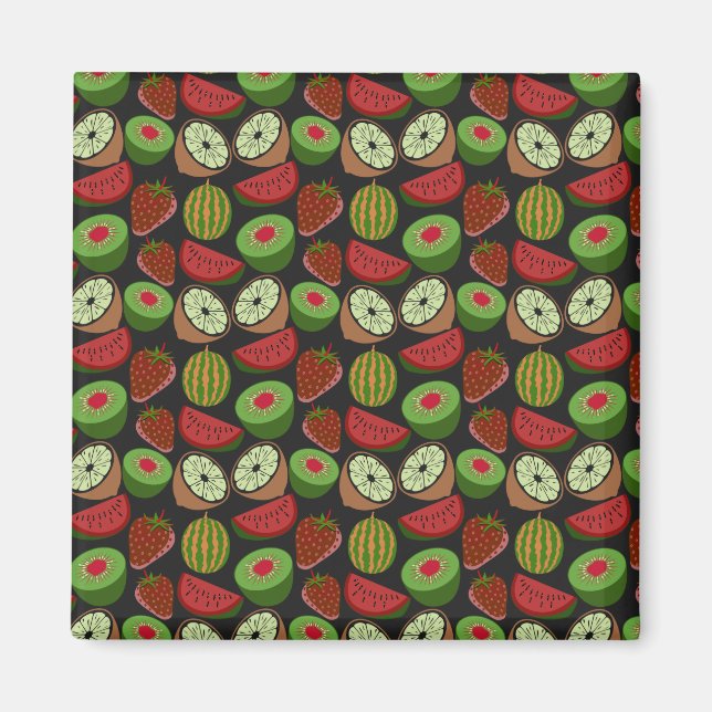 Tropical fruit seamless pattern colourful magnet (Front)