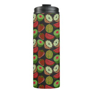 Tropical fruit seamless pattern colourful thermal tumbler