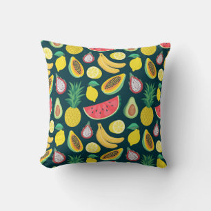 tropical fruit seamless pattern cushion