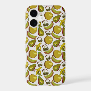 Tropical fruit seamless pattern yellow and white