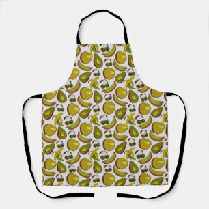Tropical fruit seamless pattern yellow and white apron