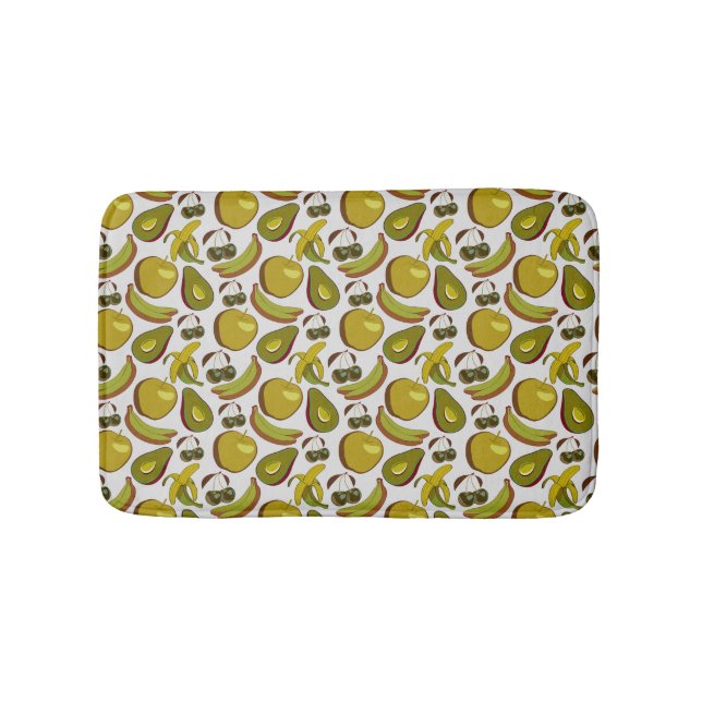 Tropical fruit seamless pattern yellow and white bath mat (Front)