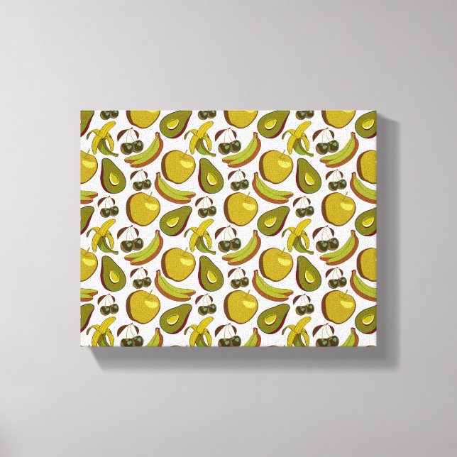 Tropical fruit seamless pattern yellow and white canvas print (Front)