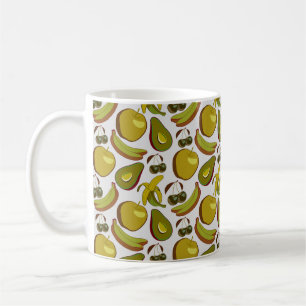 Tropical fruit seamless pattern yellow and white coffee mug