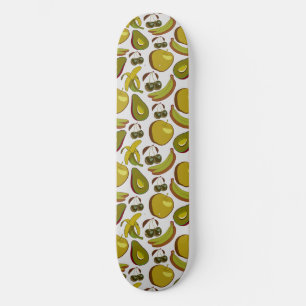 Tropical fruit seamless pattern yellow and white skateboard