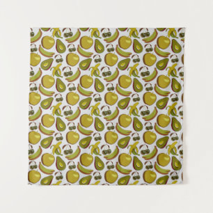 Tropical fruit seamless pattern yellow and white tapestry