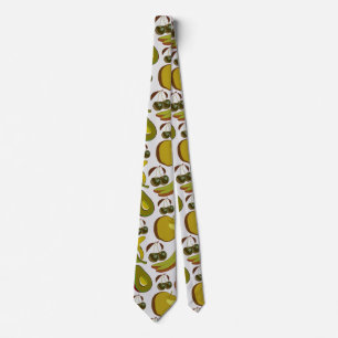 Tropical fruit seamless pattern yellow and white tie