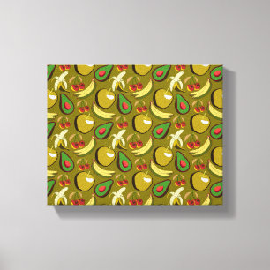 Tropical fruit seamless pattern yellow canvas print