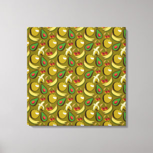 Tropical fruit seamless pattern yellow canvas print