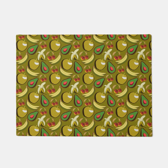 Tropical fruit seamless pattern yellow doormat (Front)