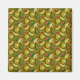 Tropical fruit seamless pattern yellow magnet
