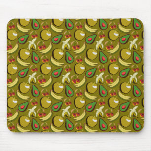 Tropical fruit seamless pattern yellow mouse mat