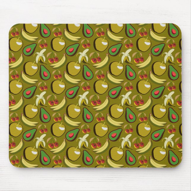Tropical fruit seamless pattern yellow mouse mat (Front)