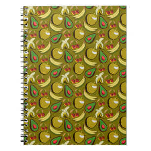 Tropical fruit seamless pattern yellow notebook