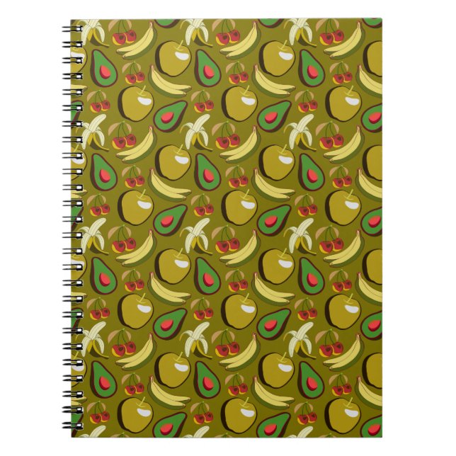 Tropical fruit seamless pattern yellow notebook (Front)