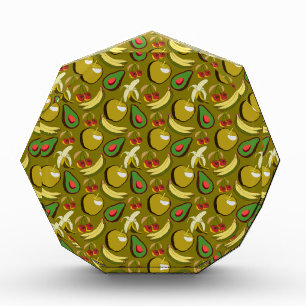 Tropical fruit seamless pattern yellow photo block