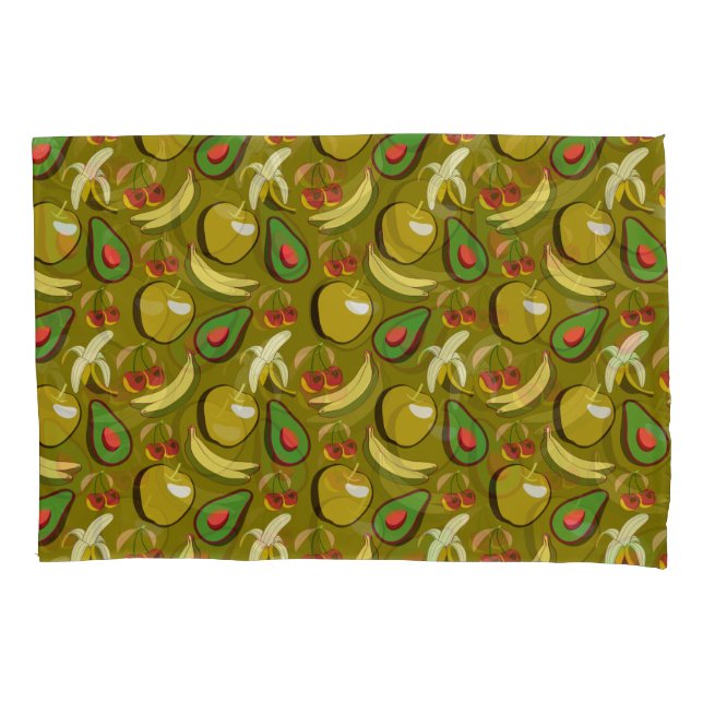 Tropical fruit seamless pattern yellow pillowcase (Front-Left)