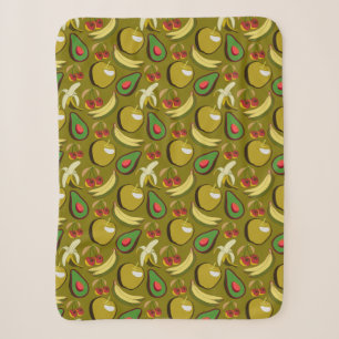 Tropical fruit seamless pattern yellow sherpa blanket