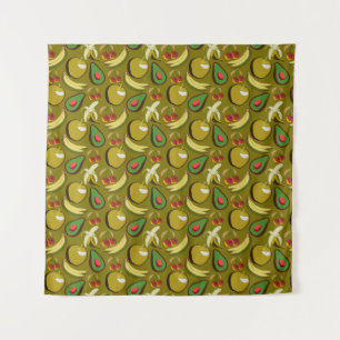 Tropical fruit seamless pattern yellow tapestry