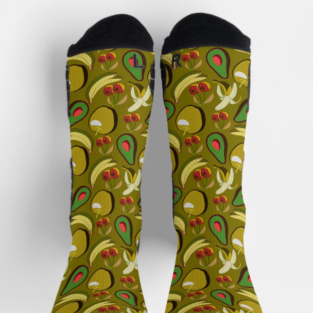 Tropical fruit seamless pattern yellow wrapping pa socks (Top)