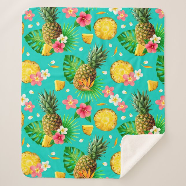 Tropical Fruit Sherpa Blanket (Front)
