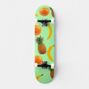 Tropical Fruit Skate Board Green Background