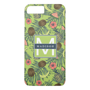 Tropical Fruit Sketch on Green Pattern iPhone 8 Plus/7 Plus Case