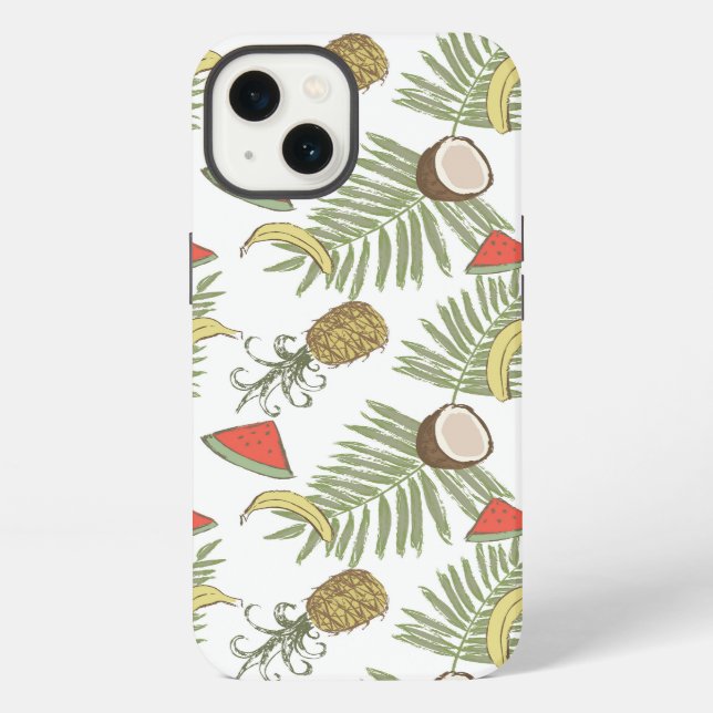 Tropical Fruit Sketch Pattern iPhone Case (Back)