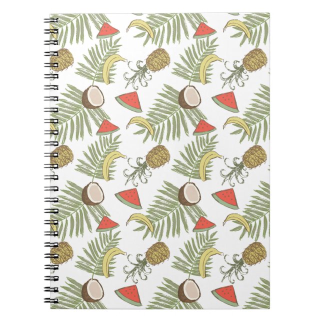 Tropical Fruit Sketch Pattern Notebook (Front)