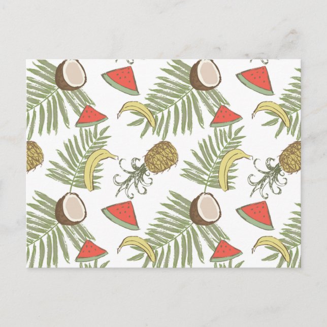 Tropical Fruit Sketch Pattern Postcard (Front)