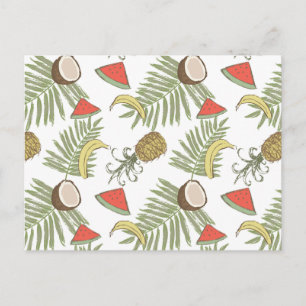 Tropical Fruit Sketch Pattern Postcard