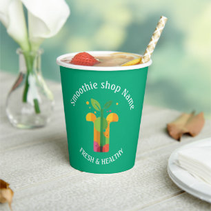 Tropical Fruit Smoothie Shop Juice Bar Paper Cups